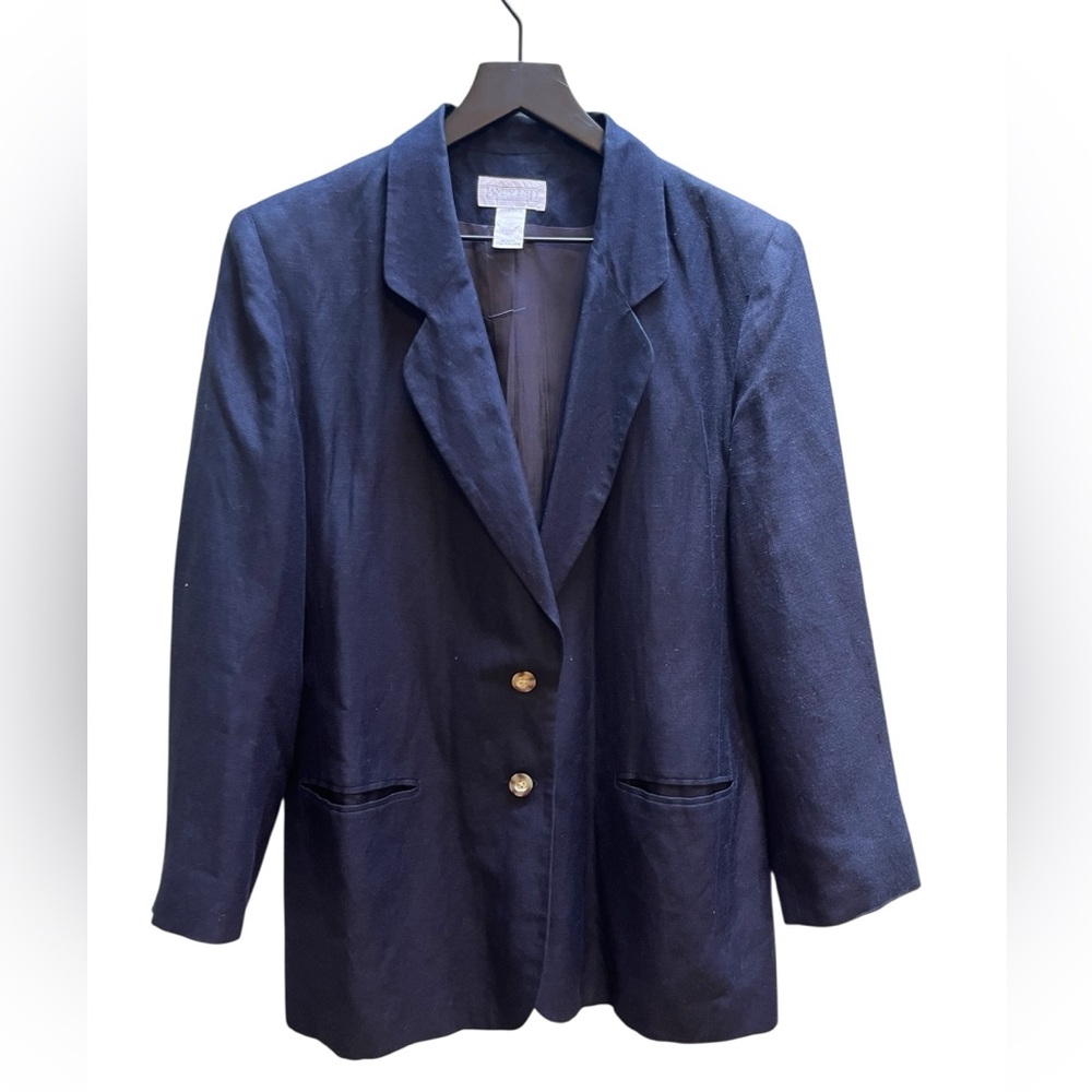Lands End Women's Navy Blazer linen size 18